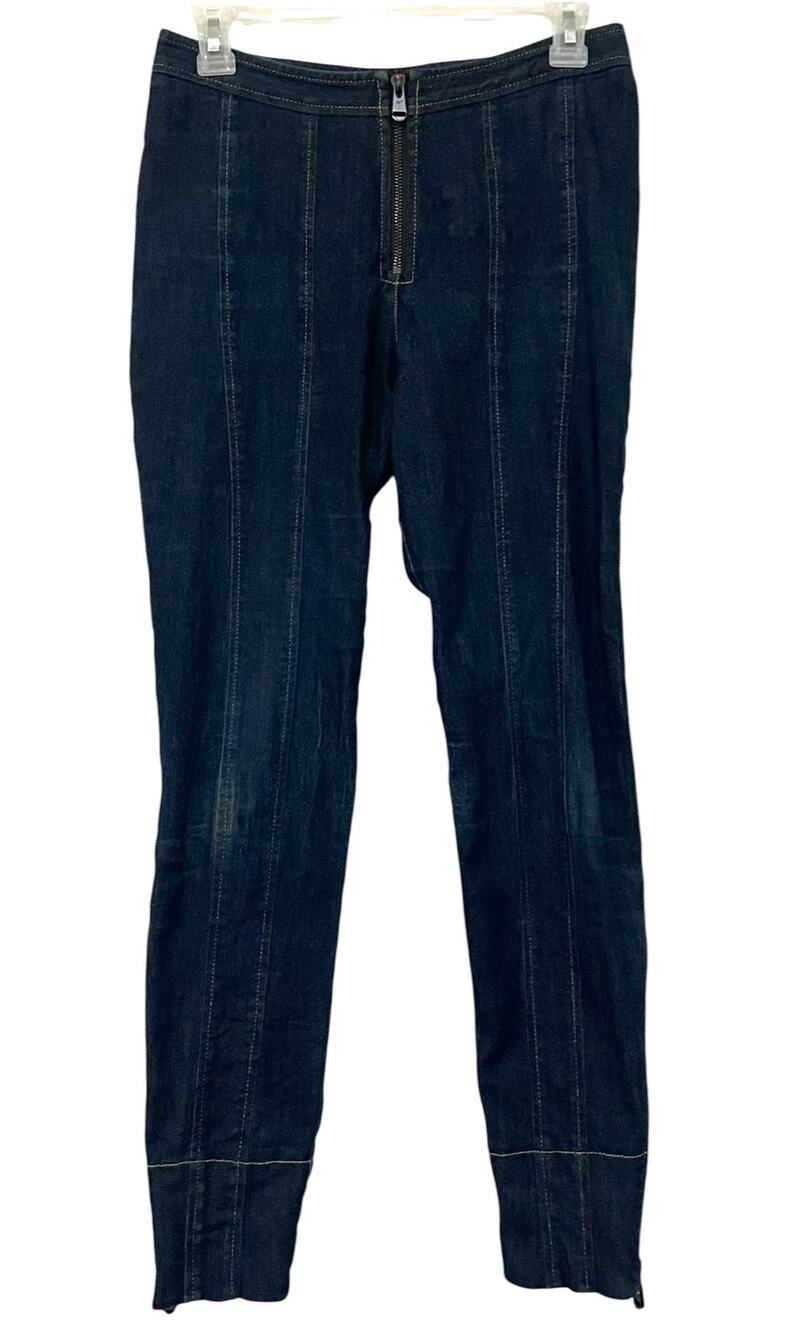 Cinq a Sept Tous Les Jours Exposed Zip Mid Rise Seamed Denim Jeans Pants Sz 4
